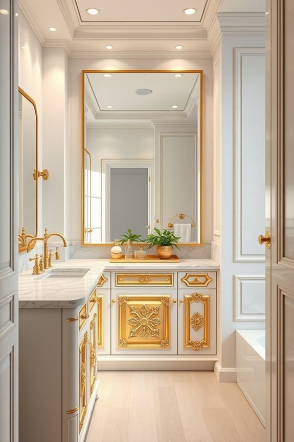 luxurious gold bathroom cabinetry