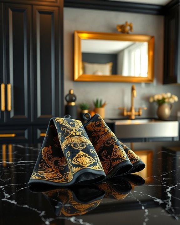 luxurious gold kitchen textiles