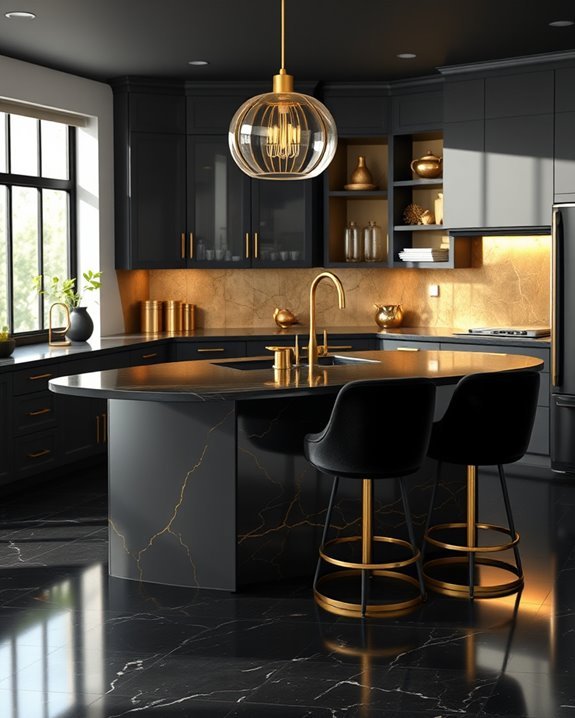 luxurious gold leaf kitchen accents