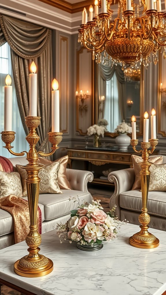 luxurious golden candle holders