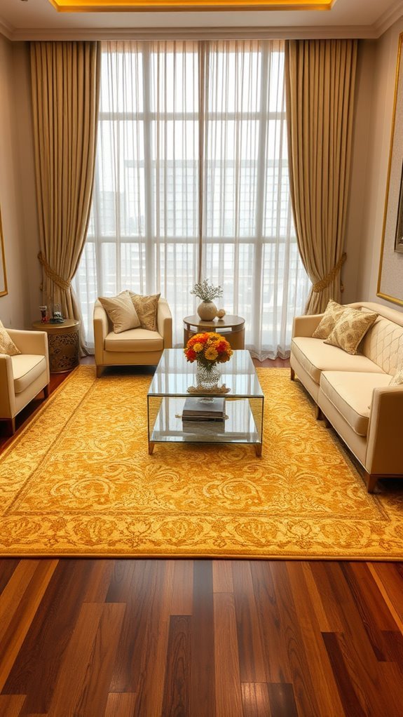 luxurious golden floor coverings
