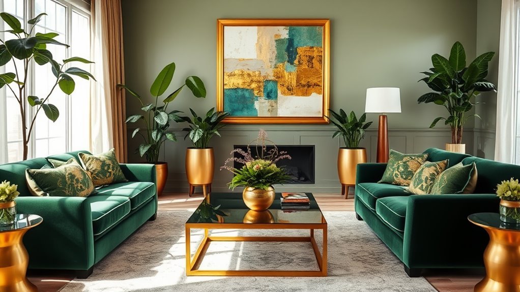 Green and Gold Living Room Ideas for a Fresh, Luxurious Feel