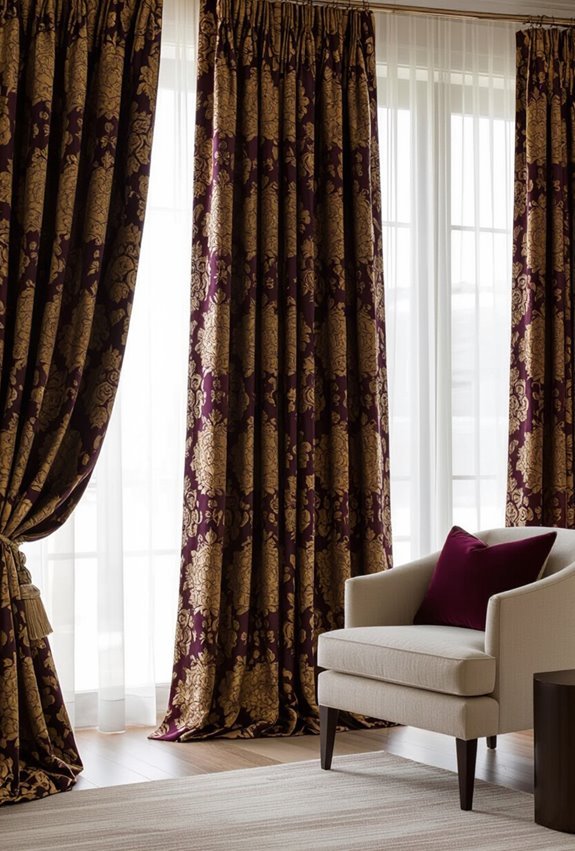 luxurious layered brocade curtains