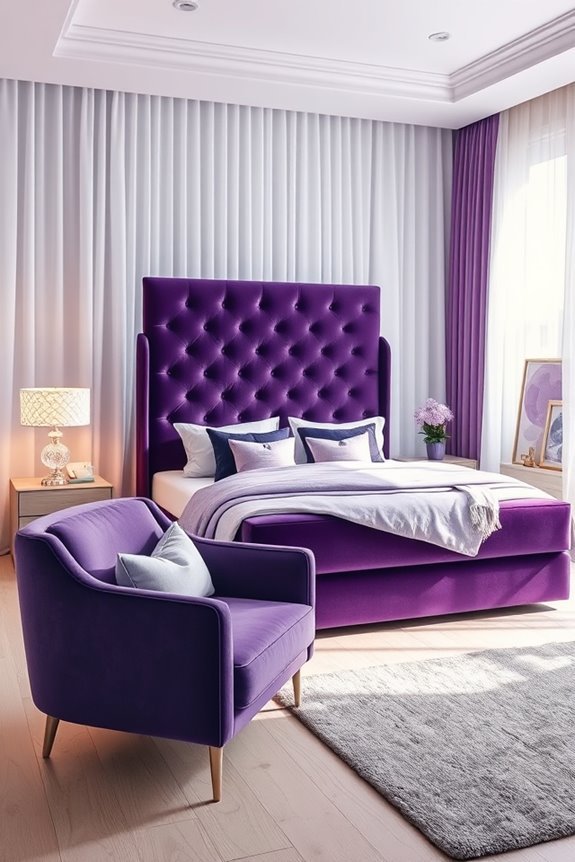luxurious purple velvet upholstery
