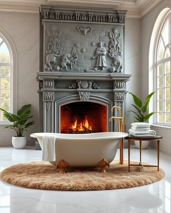 luxurious stone fireplace experience