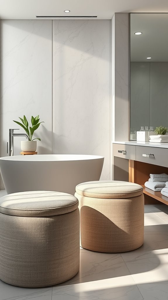 luxurious upholstered bathroom stools