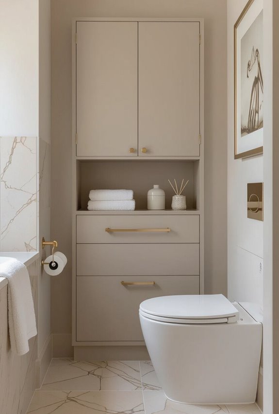 luxury custom above toilet cabinetry