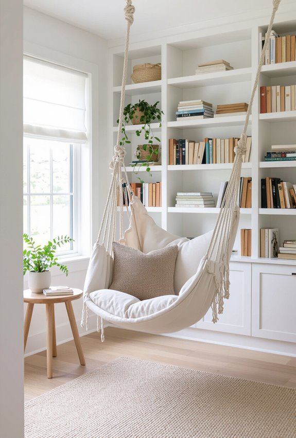 macram hammock reading nook