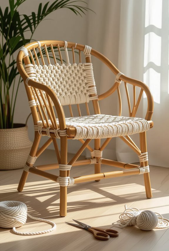 macram woven bamboo chair seats