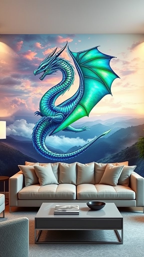 magical dragon themed wall murals
