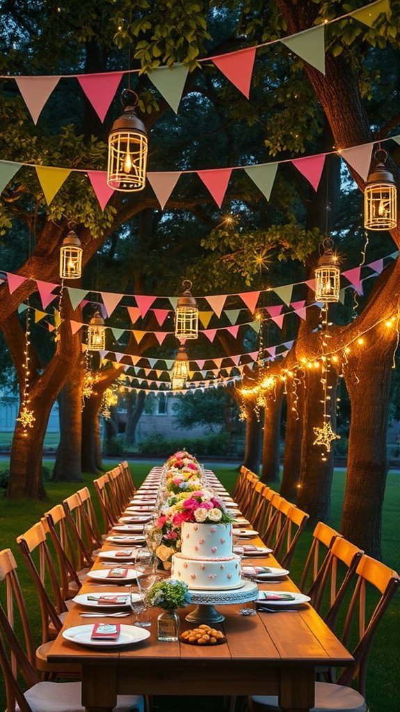magical outdoor birthday lighting