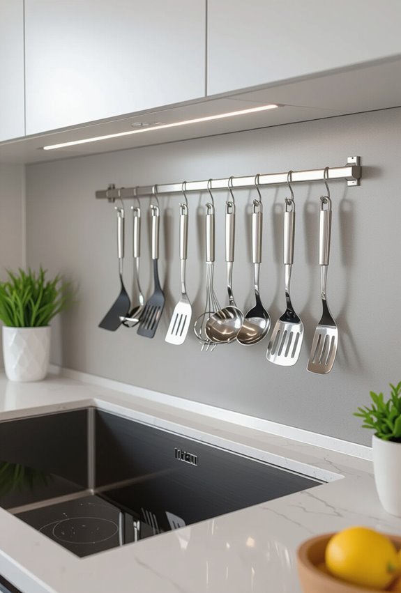 magnetic backsplash utensil storage