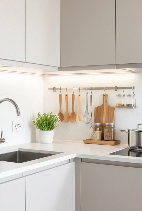 magnetic spice led backsplash organization