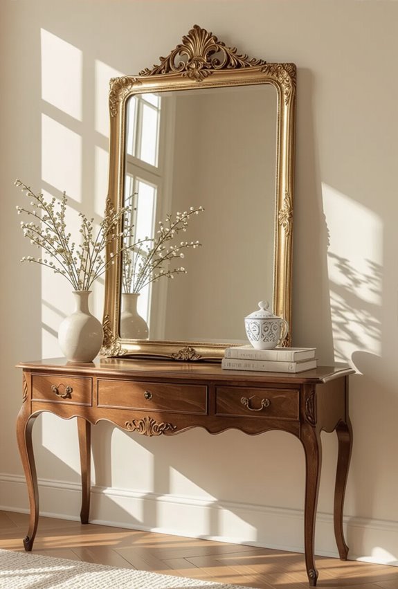 mahogany framed mirrors with antiques