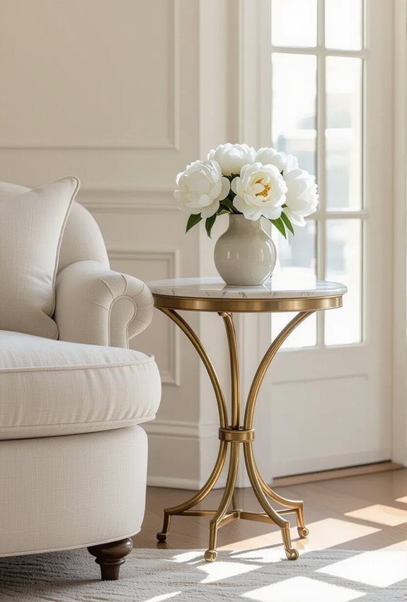 marble and brass accent tables