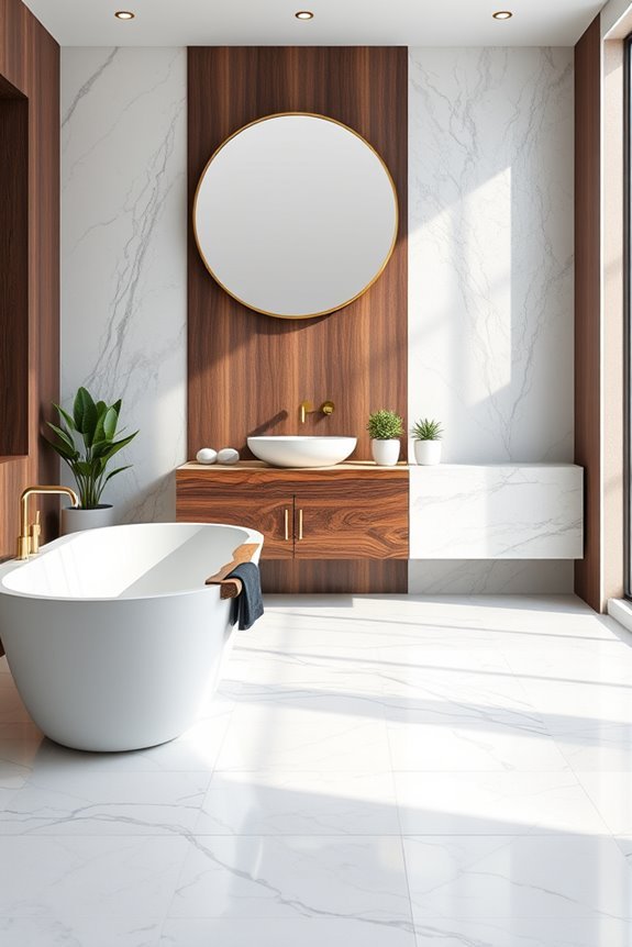 marble and wood elegance