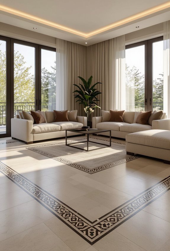 marble inlaid framed floor tiles