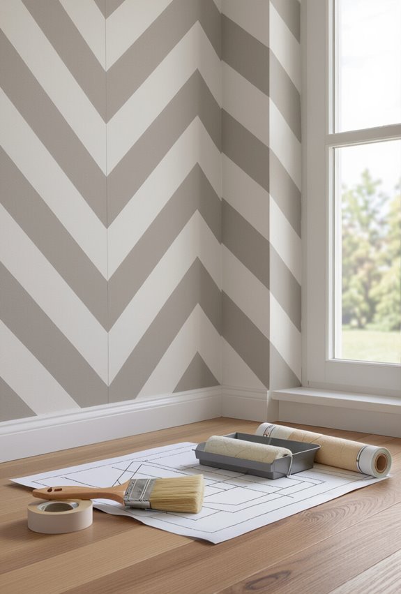 masking tape zigzag painting