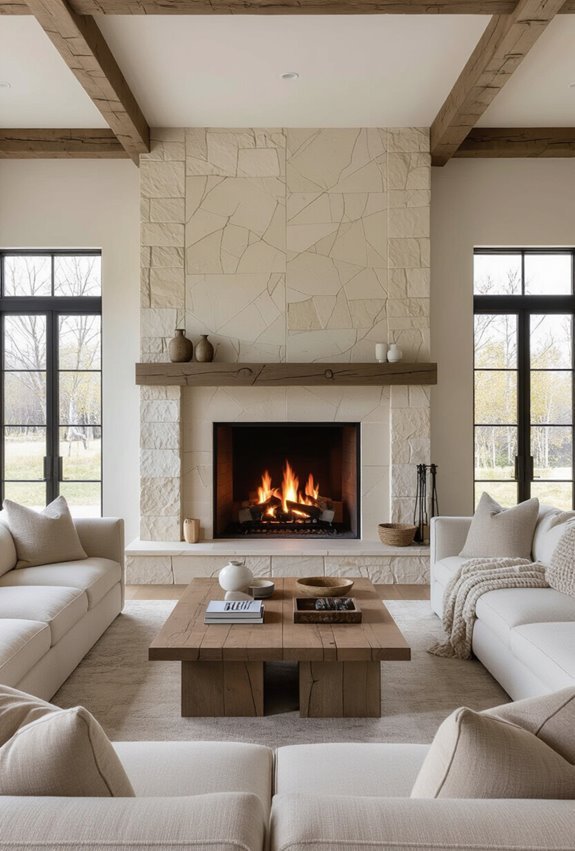 masonry mantel with marble hearth