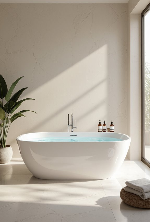 matte acrylic minimalist freestanding tub
