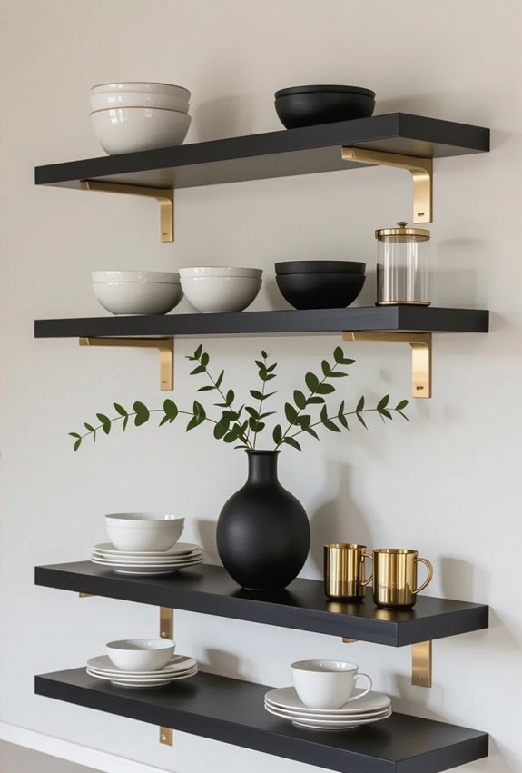 matte black and gold displays