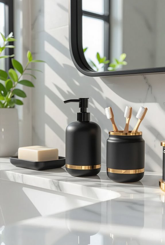 matte black and gold organized
