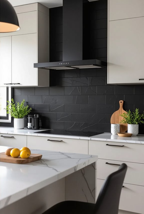 matte black backsplash chic contrast