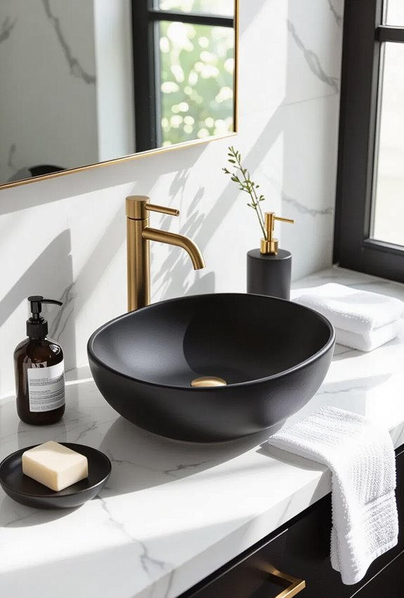 matte black basin ornate gold