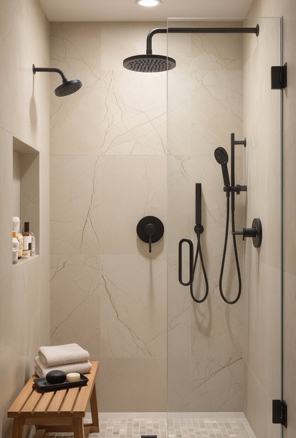 matte black dramatic shower fixtures