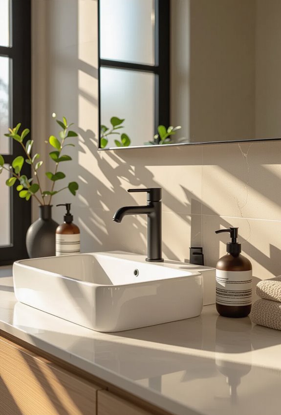 matte black fixtures for contrast