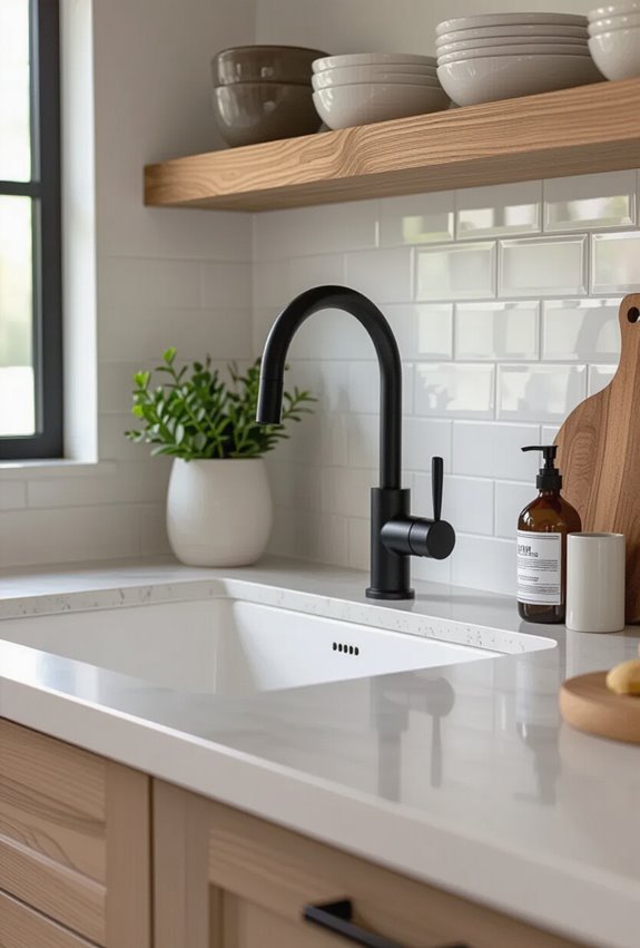 matte black fixtures for contrast