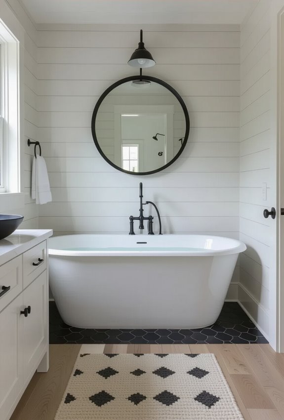 matte black fixtures white tile