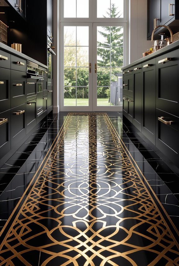 matte black floors with gold