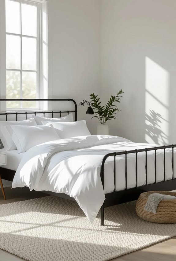 matte black frame white linens