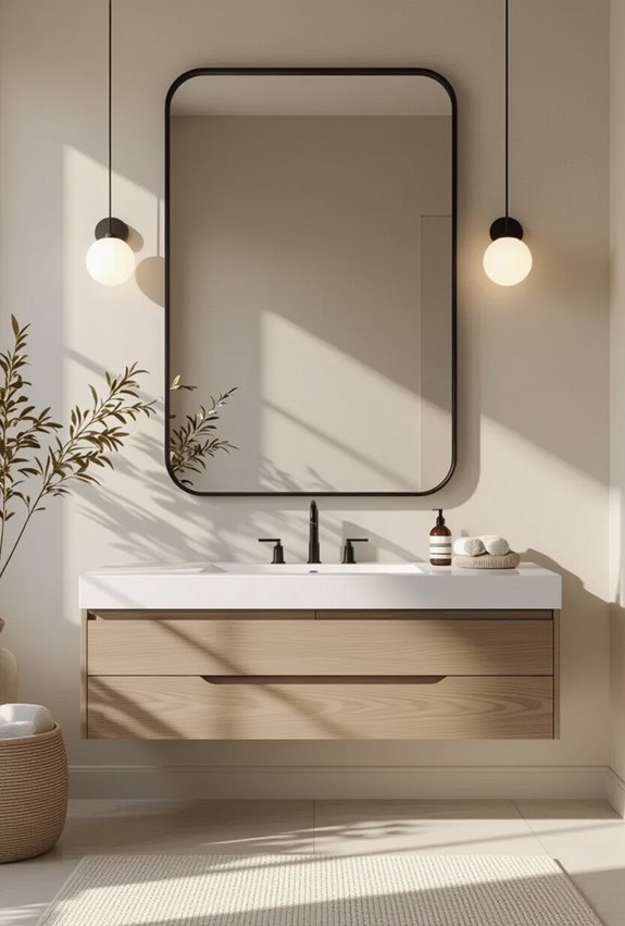 matte black framed vanity mirror