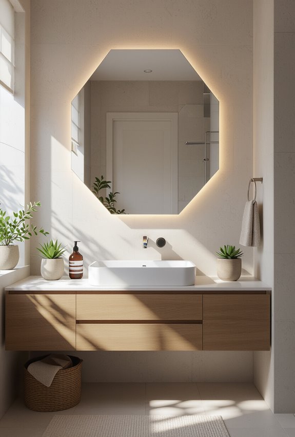 matte black hexagonal beveled mirrors