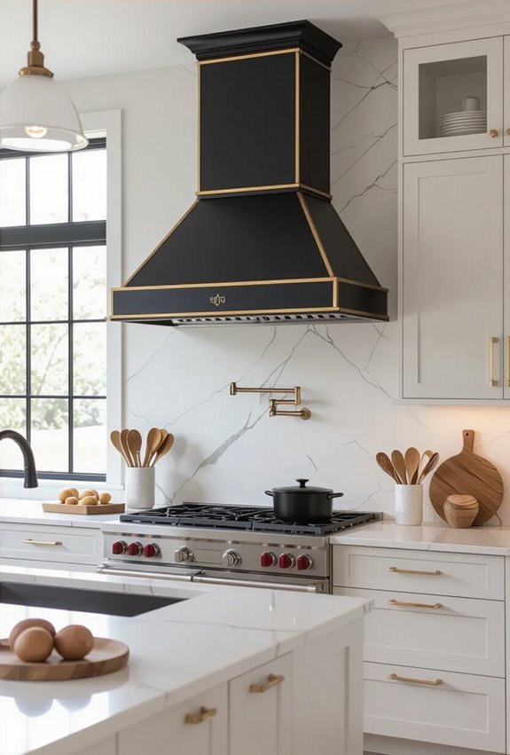 matte black hood with gold