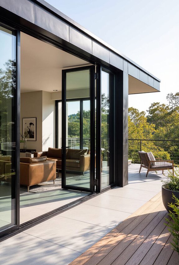 matte black industrial balcony doors