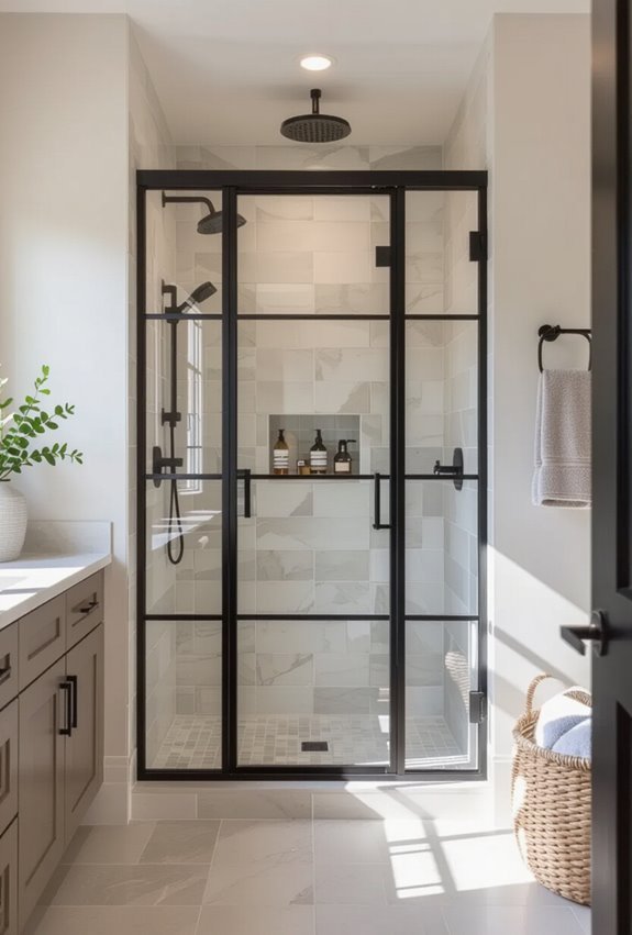 matte black industrial glass doors
