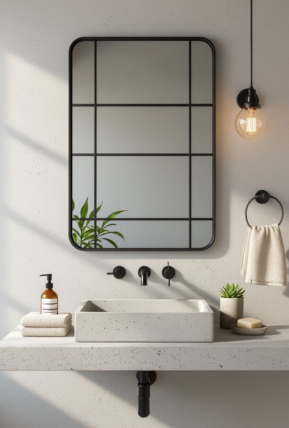 matte black industrial mirror