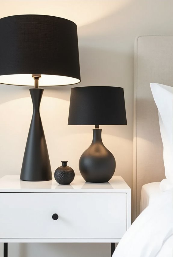 matte black lamps contrast