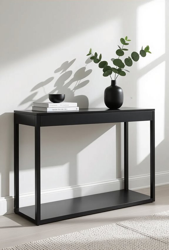 matte black minimalist entry console