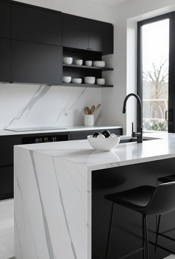 matte black minimalist marble contrast