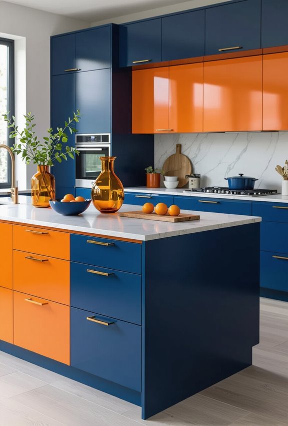 matte blue glossy orange accents