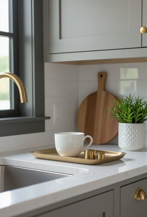 matte brass and stone look