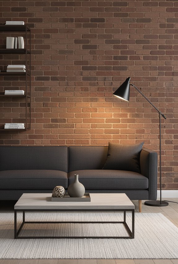 matte brick with metal accents