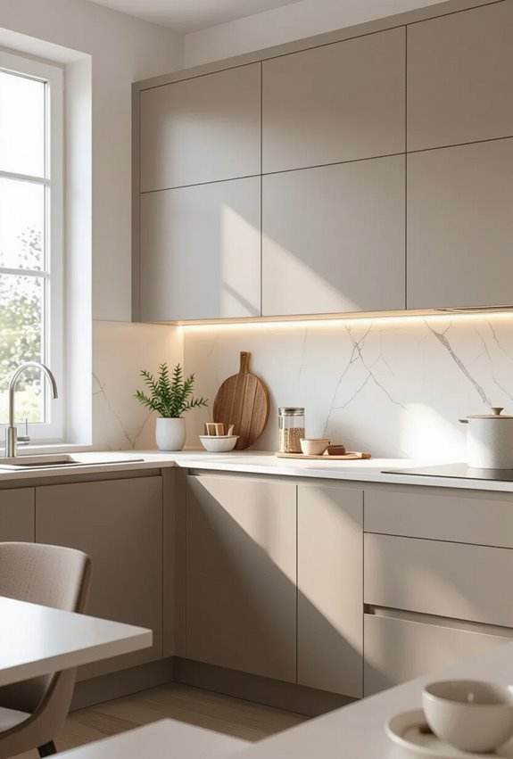 matte cabinets with velvet accents