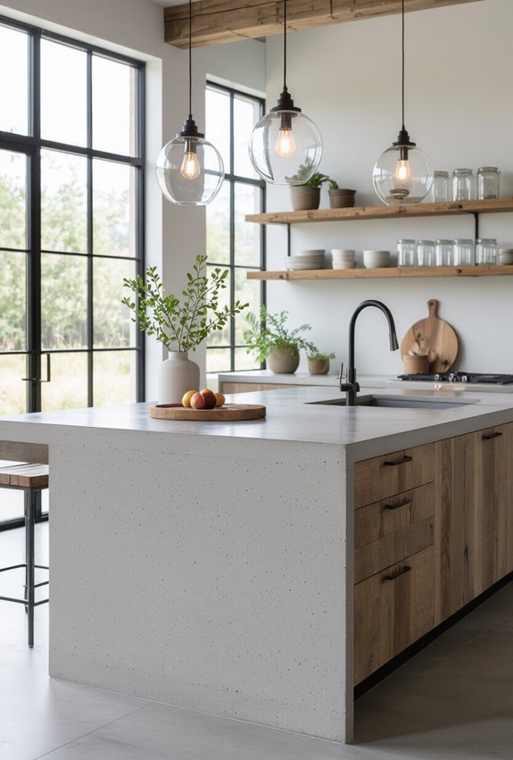matte concrete meets translucent glass