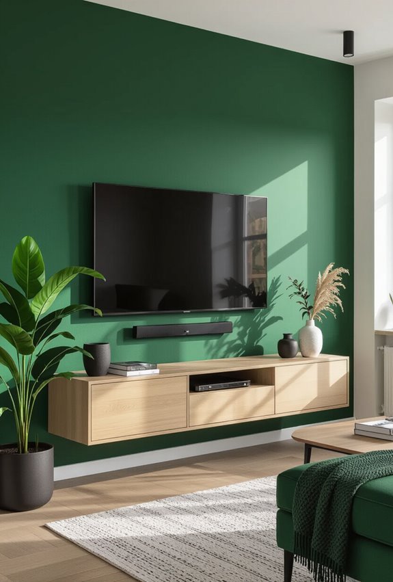 matte green wall contrast