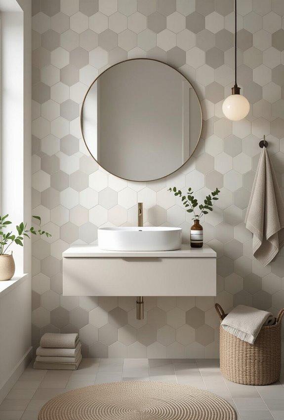 matte hexagonal waterproof tile look